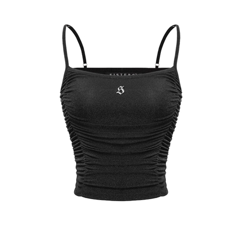 SISTERS Áo dây nhún ánh kim Bling