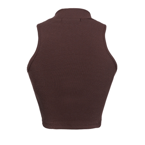 Sisters Áo croptop cổ lọ thun gân co giãn Mico