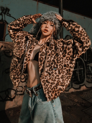 DSW Crop Bomber Jacket Classy - Leopard