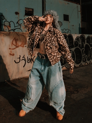 DSW Crop Bomber Jacket Classy - Leopard