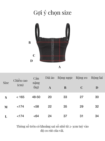 SISTERS Áo croptop cúp ngực Angelica - Đen