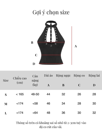 SISTERS Áo croptop phối đinh tán Cherish - Đen