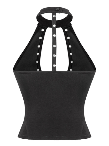 SISTERS Áo croptop phối đinh tán Cherish - Đen