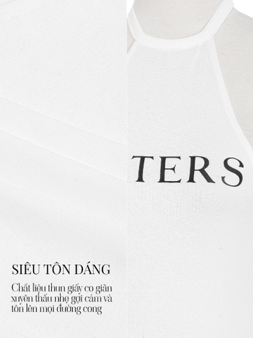 SISTERS Áo cổ yếm dáng dài Lotus - Trắng