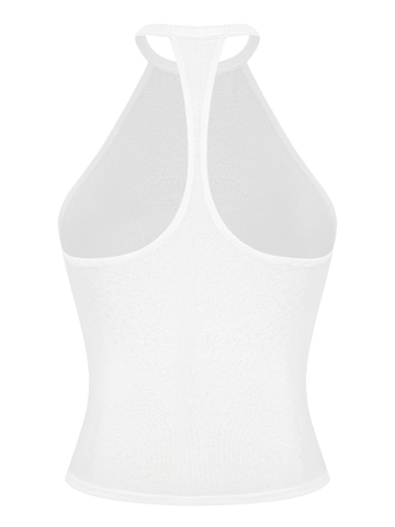 SISTERS Áo cổ yếm dáng dài Lotus - Trắng