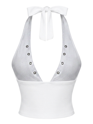 Áo croptop nữ cổ yếm dây lưng thắt nơ SISTERS tôn dáng Franny