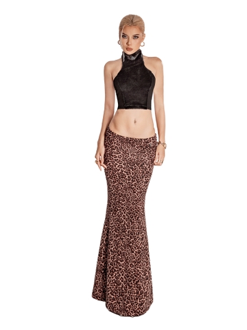 Áo cổ yếm phối lông dáng croptop SISTERS form cổ lọ hở lưng