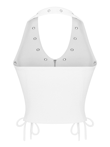 SISTERS Áo croptop cổ yếm đan dây Riveria - Trắng