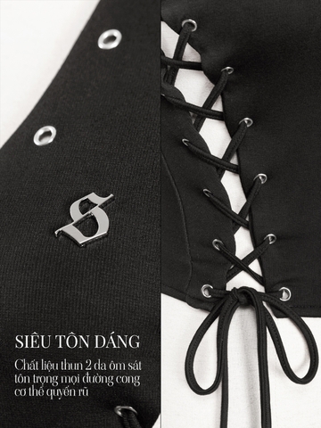 SISTERS Áo croptop cổ yếm đan dây Riveria - Trắng