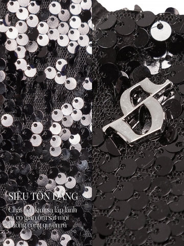 SISTERS Áo croptop cổ yếm kim sa Lalisa