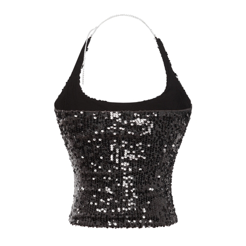 SISTERS Áo croptop cổ yếm kim sa Lalisa