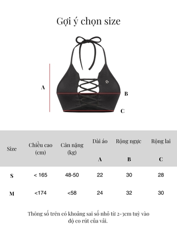 SISTERS Áo croptop cổ yếm đan dây ngực Seine