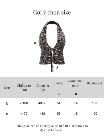 SISTERS Áo croptop cổ yếm nhung kim sa Glynnis