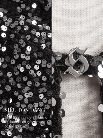 SISTERS Áo croptop cổ yếm nhung kim sa Glynnis