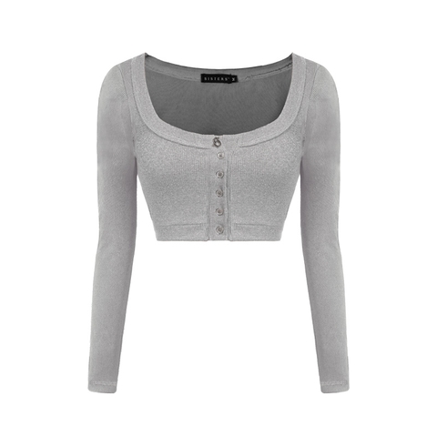 SISTERS Áo croptop dài tay cài nút Chantel