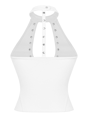 SISTERS Áo croptop phối đinh tán Cherish - Trắng