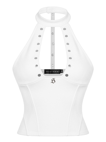 SISTERS Áo croptop phối đinh tán Cherish - Trắng