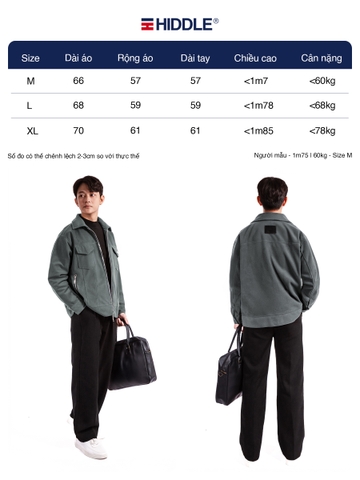 Áo da lộn nam hàng hiệu túi hộp Hiddle H13-AK1