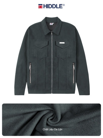Áo da lộn nam hàng hiệu túi hộp Hiddle H13-AK1