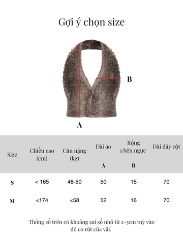 SISTERS Áo gile lông hở lưng Lucienne