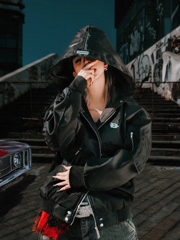 DSW Double Box Hooded Bomber Jacket