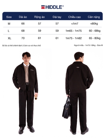 Áo khoác nam cao cấp cổ bẻ chất liệu dạ ép logo thêu HIDDLE H11-AK6