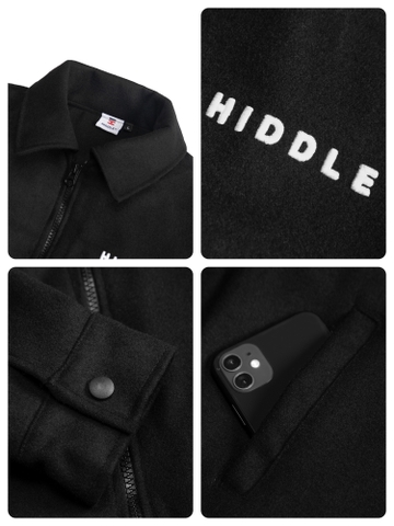 Áo khoác nam cao cấp cổ bẻ chất liệu dạ ép logo thêu HIDDLE H11-AK6