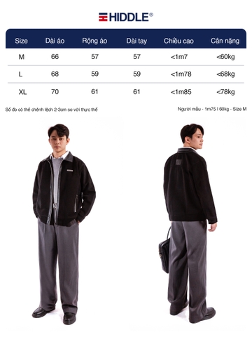 H11-AK8 Áo khoác dạ nam phối da cao cấp Hiddle