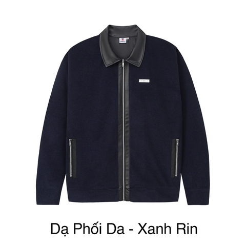 H11-AK8 Áo khoác dạ nam phối da cao cấp Hiddle