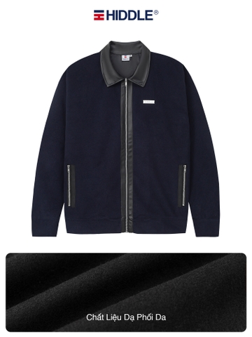 H11-AK8 Áo khoác dạ nam phối da cao cấp Hiddle