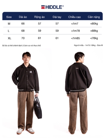 Áo khoác dạ nam hàng hiệu phối da Hiddle H10-AK5
