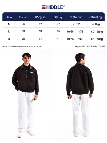 H11-AK3 Áo khoác nỉ dạ nam phối cổ da Hiddle