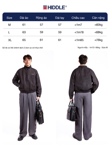 Áo khoác jean nam cổ trụ hai lớp Hiddle H-AK2
