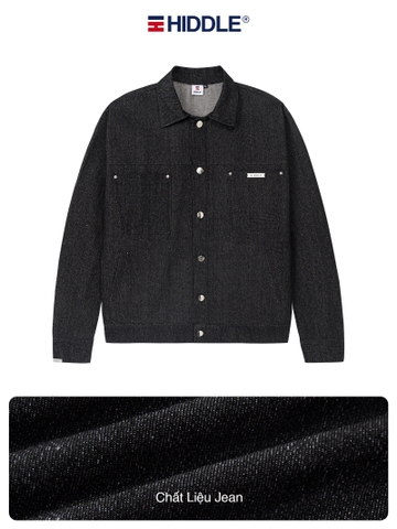 Áo khoác jean cổ bẻ nam tính bốn túi gài nút brand HIDDLE H-AK3