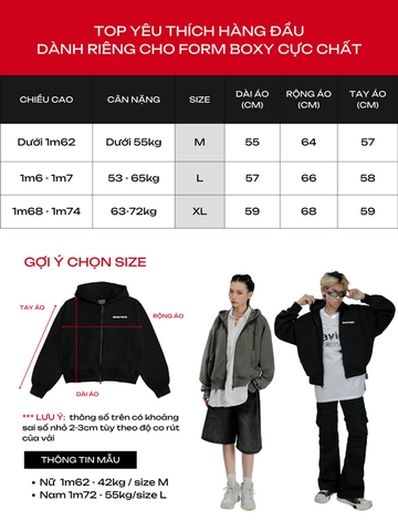 DSW Hoodie Zip Boxy Daviesism -Jacket
