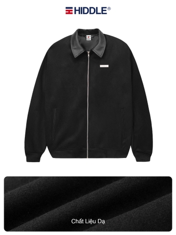 H11-AK3 Áo khoác nỉ dạ nam phối cổ da Hiddle