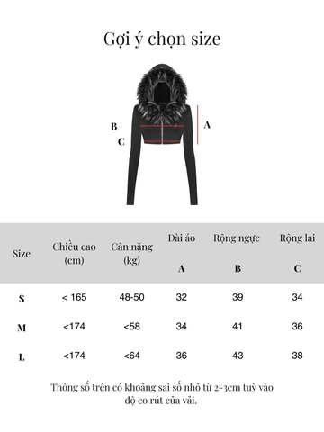 SISTERS Áo khoác croptop nỉ mũ lông Vesper - Trắng
