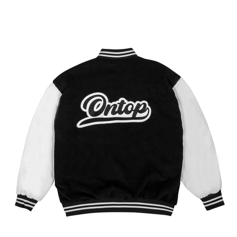 ONTOP Corduroy Varsity Jacket-Đen