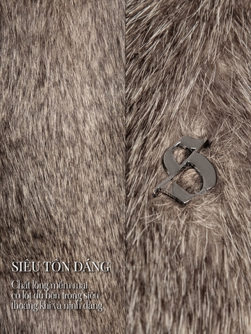 SISTERS Áo khoác lông dài tay Peggy - Nâu