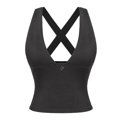 SISTERS Áo croptop đan chéo lưng Franny - Đen