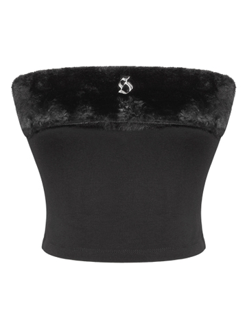 SISTERS Áo tube phối lông Moonbeam - Đen