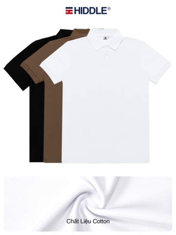 H04-T3 Áo polo nam in nổi HIDDLE nhiều màu-Trắng