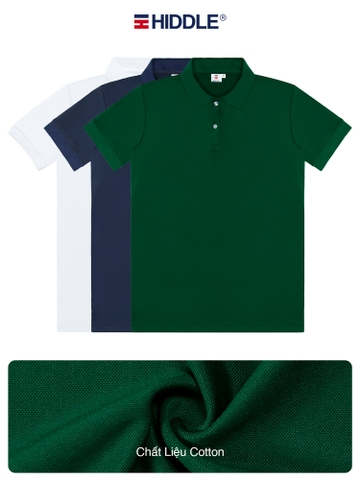 H04-T3 Áo polo nam in nổi HIDDLE nhiều màu-Trắng