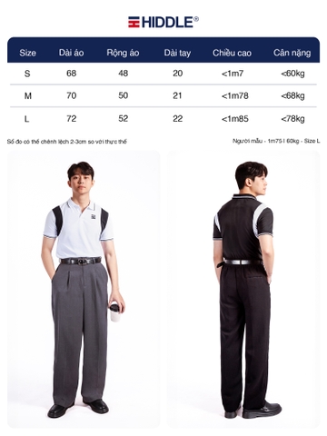 H05-T1 Áo polo tay phối màu trắng-Đen