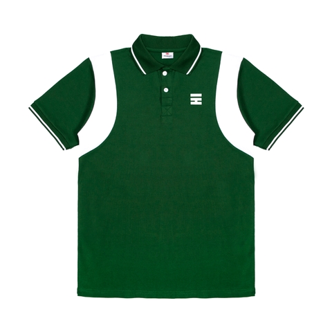 H05-T1 Áo polo tay phối màu trắng-Ve chai