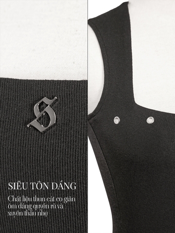 SISTERS Áo dáng dài cổ vuông Millie - Trắng