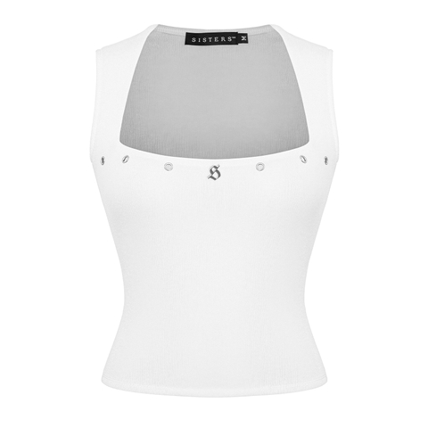 SISTERS Áo dáng dài cổ vuông Millie - Trắng