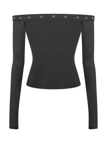 SISTERS Áo trễ vai dáng dài Gardenia - Đen