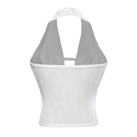 SISTERS Áo croptop cổ đổ đan dây ngực Chelsea