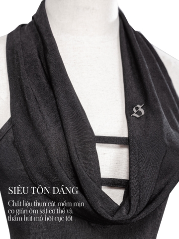 SISTERS Áo croptop cổ đổ đan dây ngực Chelsea